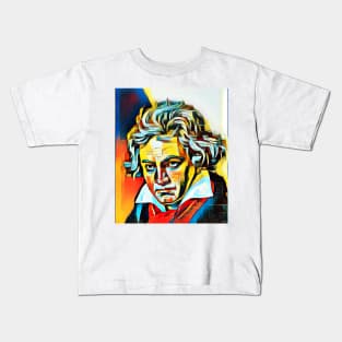 Ludwig van Beethoven Abstract Portrait | Ludwig van Beethoven Artwork 2 Kids T-Shirt